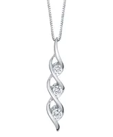 Diamond (1/4 ct. t.w.) Modern Three Stone Pendant in 14k White Gold