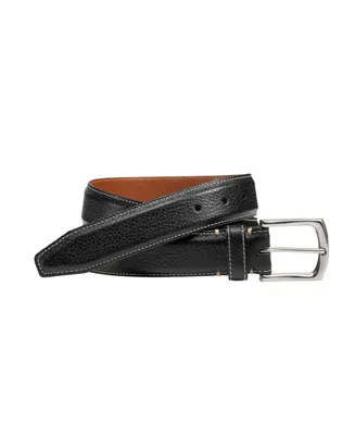 Johnston & Murphy Men's Topstitched Leather Belt
