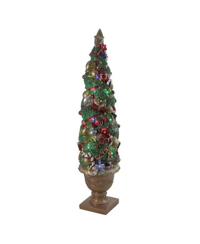 Northlight 5' Led and Fiber Optic Lighted Christmas Topiary in Gold Pot Outdoor Decoration