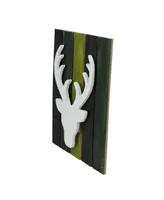 Northlight 13" Wood Deer on Green Washed Pallet Inspired Frame Christmas Wall Hanging