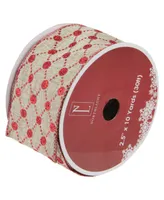 Northlight Connecting The Dots Red and White Diamond Wired Christmas Craft Ribbon 2.5" x 10 Yards