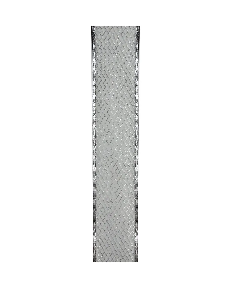 Northlight Glittering Silver Metallic Lattice Wired Christmas Craft Ribbon 2.5" x 10 Yards