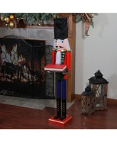 Northlight 48.25" Wooden Red Christmas Butler Nutcracker with Tray