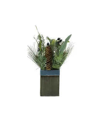 Northlight 13" Square Potted Frosted Blueberry and Pine Artificial Christmas Arrangement