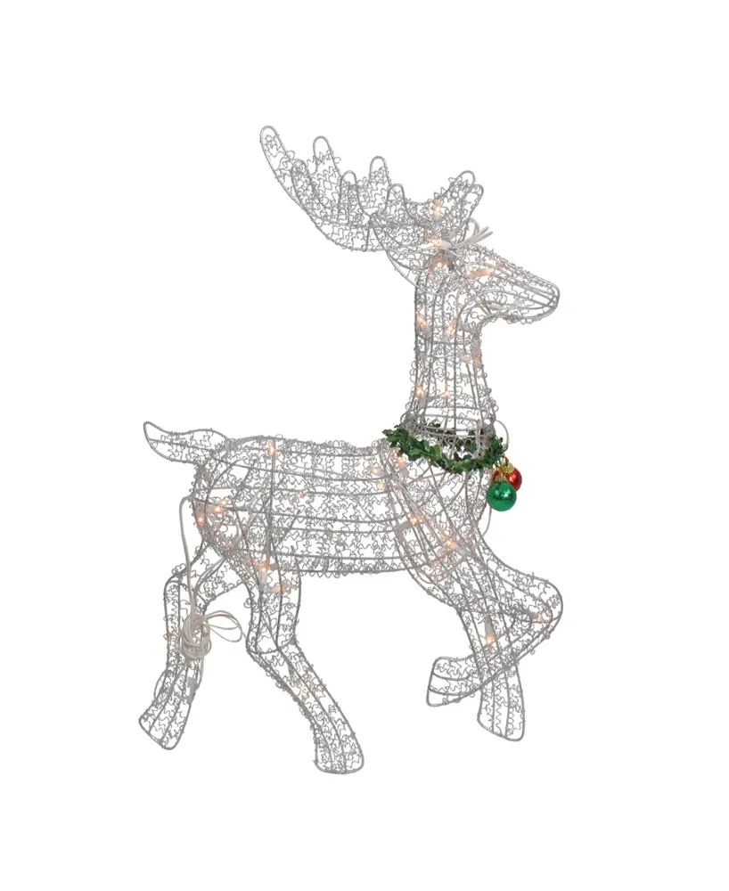 Northlight 25" Lighted Silver Wire Prancing Reindeer Christmas Outdoor Decoration