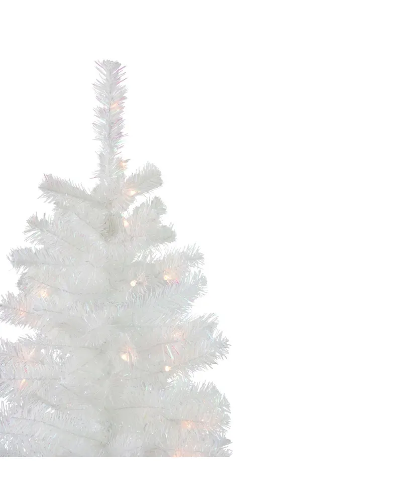 Northlight 4' x 23.5" Pre-Lit Slim White Artificial Tinsel Christmas Tree- Clear Lights