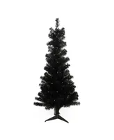 Northlight 4' Pre-Lit Slim Black Artificial Tinsel Christmas Tree- Clear Lights