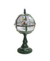 Northlight 23.5" Lighted Green and Silver Musical Snowing Snowman Christmas Table Top Street Lamp