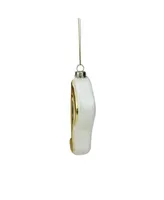 Northlight 3.5" Gold and White Sixteenth Note Music Symbol Glass Christmas Ornament
