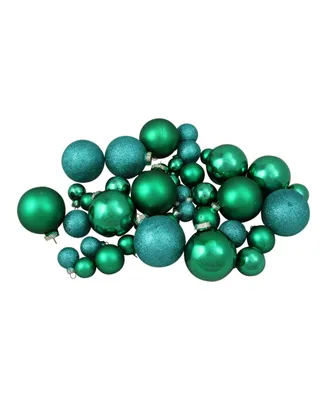 Northlight 40-Piece Green Collection Glass Ball Christmas Ornament Set 2.5"