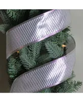 Northlight Pack of 12 Shiny Silver Diagonal Striped Wired Christmas Craft Ribbon Spools - 2.5" x 120 Yards Total