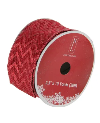 Northlight Pack of 12 Wine Red Glitter Chevron Burlap Wired Christmas Craft Ribbon Spools - 2.5" x 120 Yards Total