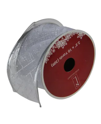 Northlight Pack of 12 Shimmering Silver Diamond Wired Christmas Craft Ribbon Spools - 2.5" x 120 Yards Total