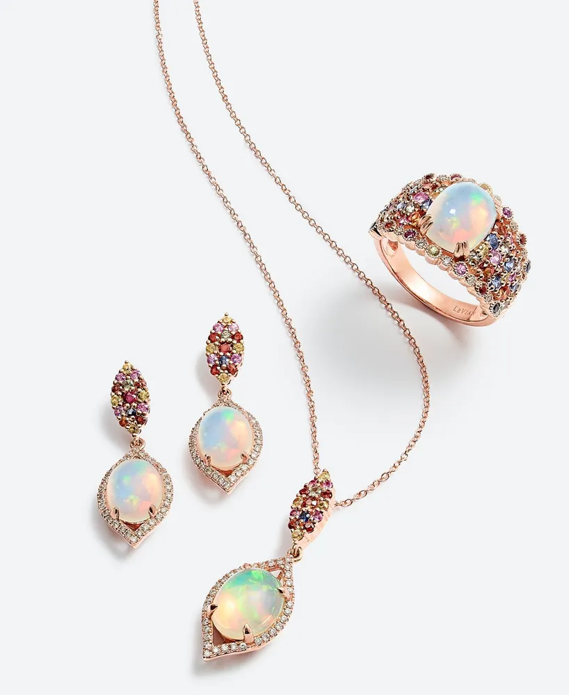 Le Vian Multi-Gemstone (1-3/8 ct. t.w.) & Vanilla Diamond (1/8 ct. t.w.) 20" Pendant Necklace in 14k Rose Gold