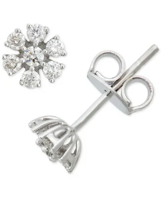 Diamond Floral Starburst Stud Earrings (1/3 ct. t.w.) in 14k White Gold