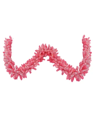 Northlight 9' Pre-lit Flocked Pink Artificial Christmas Garland - Clear Lights