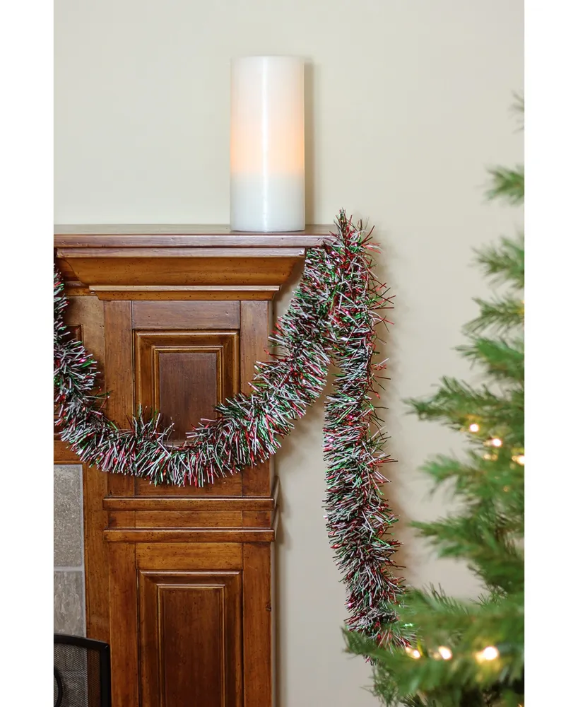 Northlight 50' Shiny Red Green and Silver Christmas Tinsel Garland - Unlit
