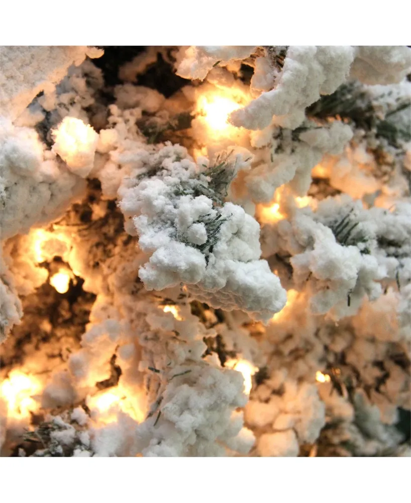 Northlight 7.5' Pre-Lit Heavily Flocked Medium Pine Artificial Christmas Tree - Clear Lights