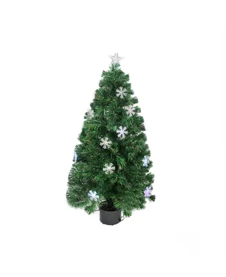 Northlight 3' Pre-Lit Color Changing Fiber Optic Christmas Tree with Snowflakes