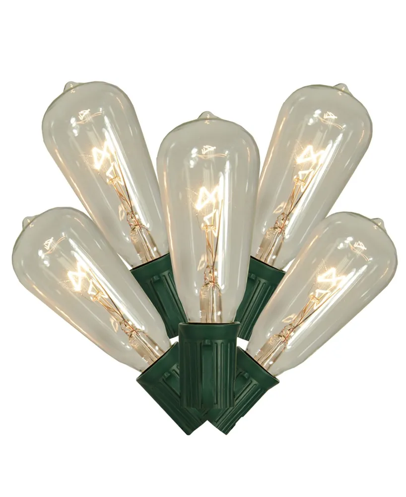 Northlight 10 Transparent Clear Edison Style Glass Christmas Lights - 9 ft Green Wire