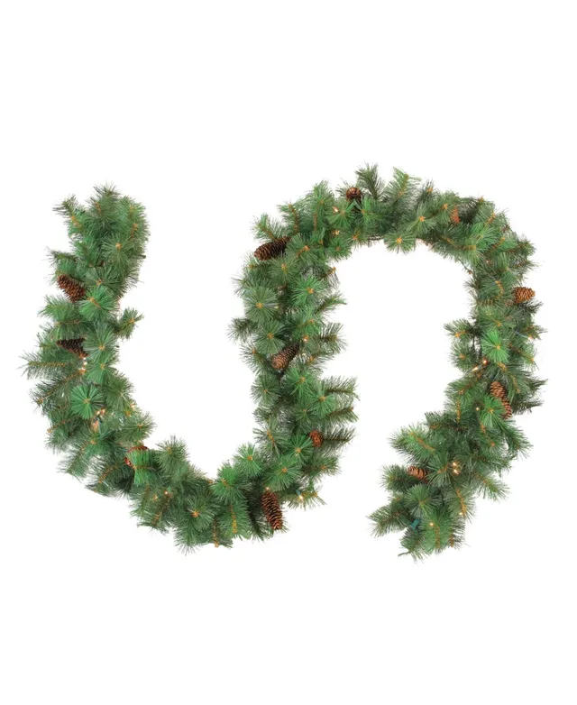 9' x 8 Pre-Lit Snow White Artificial Christmas Garland, Clear Lights