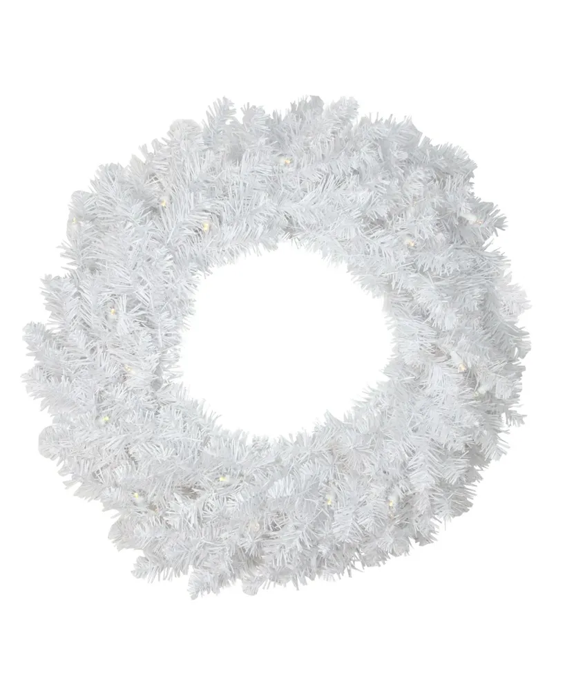 Northlight 24" Pre-Lit Led White Pine Artificial Christmas Wreath - Clear Lights