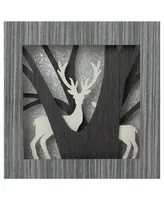 Northlight 12" Glittered Woodland Deer Silhouette Box Framed Christmas Table Decoration