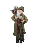 Northlight 51" Plush Standing Santa Claus Christmas Figure with Gift Bag and Staff