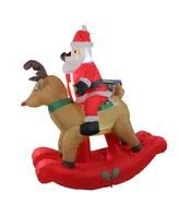 Northlight 4.75' Inflatable Rocking Reindeer Santa Lighted Christmas Outdoor Decoration