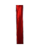 Northlight Shimmery Red and Silver Horizontal Wired Christmas Craft Ribbon 2.5" x 10 Yards