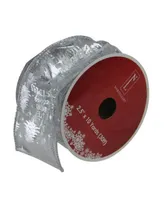 Northlight Silver Wired Christmas Words Craft Ribbon 2.5" x 10 Yards