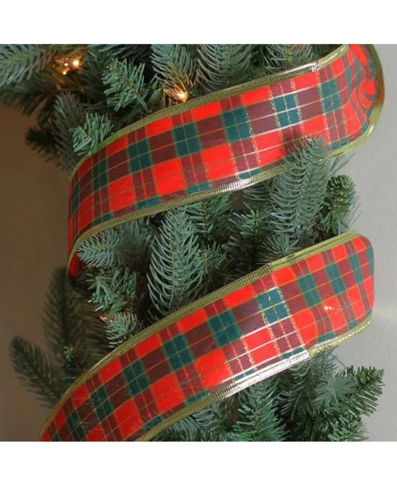 Northlight Green and Red Stripe Wired Christmas Craft Ribbon 2.5" x 10 Yards