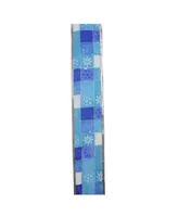 Northlight Squares of Blue Snowflake Wired Christmas Craft Ribbon 2.5" x 10 Yards