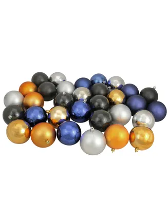 Northlight 32ct Sapphire Blue/Black/Antique Gold/Pewter Shatterproof Christmas Ball Ornaments 3.25"