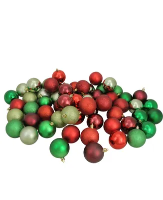 Northlight 60ct Red/Burgundy/Xmas Green/Celadon Shatterproof 3-Finish Christmas Ball Ornaments 2.5"