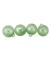 Northlight 4ct Shiny Green Clear Iridescent Christmas Ball Ornaments 3.25" 80mm