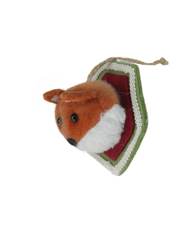 Northlight 4.75" Brown and Cream Stuffed Fox Head Plaque Christmas Ornament