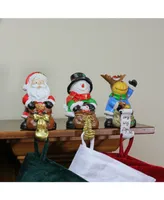 Northlight Set of 3 Santa Snowman and Reindeer with Gift Sacks Christmas Stocking Holders 6.5"