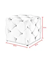 Inspired Home Angel Upholstered Tufted Allover Cube Ottoman