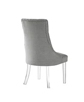 Inspired Home Marilyn Button Tufted Dining Chair with Acrylic Legs Set of 2