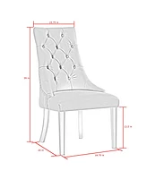 Inspired Home Marilyn Button Tufted Dining Chair with Acrylic Legs Set of 2