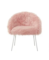 Inspired Home Ana Faux Fur Accent Chair with Metal Legs