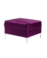 Inspired Home Giovanni Velvet Square Storage Ottoman with Metal Y-Legs