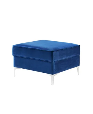 Inspired Home Giovanni Velvet Square Storage Ottoman with Metal Y-Legs