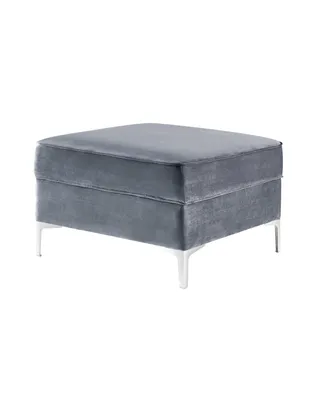 Inspired Home Giovanni Velvet Square Storage Ottoman with Metal Y-Legs