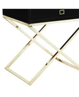 Inspired Home Gekko Lacquer Nightstand with Metal X-Legs