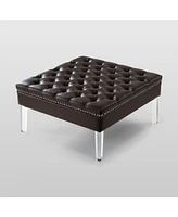Inspired Home Coco Tufted Square Cocktail Ottoman with Acrylic Legs
