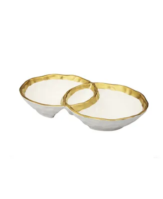 Classic Touch Porcelain Round Double Bowl with Rim