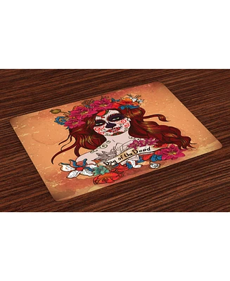 Ambesonne Day of the Dead Place Mats, Set of 4