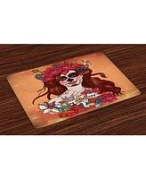 Ambesonne Day of the Dead Place Mats, Set of 4
